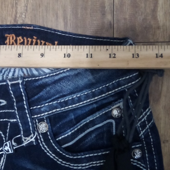 Rock Revival Women's 26 Bootcut Heather Embellished Shimmer Flap Pockets NWT - Picture 10 of 12